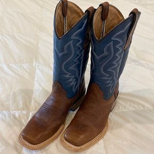 Kids Circle G Brown & Blue Embroidery Square Toe Cowboy Boot - little boy size 2